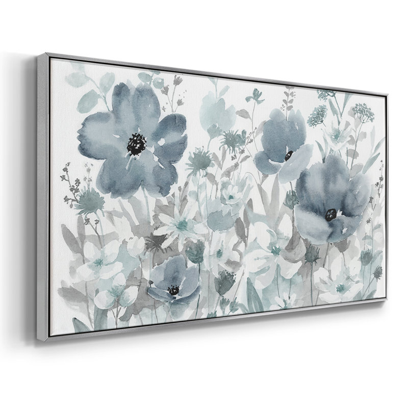 Nature bleue - Toile tendue avec châssis, prête à accrocher, 17" H x 33" W, Argent argent