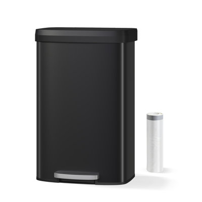 21 Gallon (80L) Step-On Kitchen Trash Can – Stainless Steel Rectangular Waste Bin with Soft-Close Lid, Liner Rim, Rear Handle, Rustproof, for Kitchen, Bathroom, Office