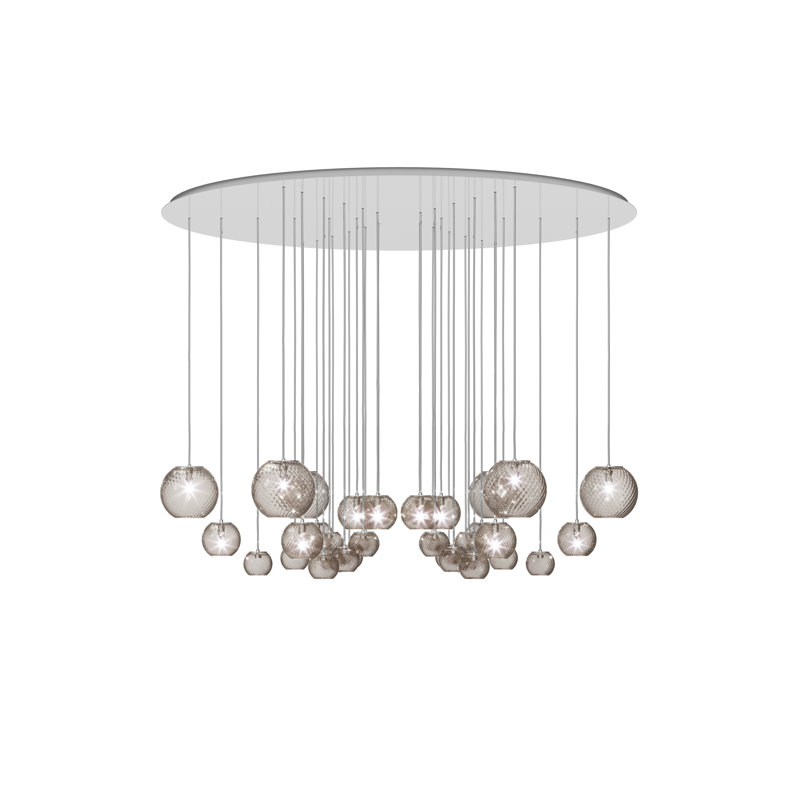 Oto Suspension Cha Smoky Striped Satin Nickel G9 Ul, Smoky Striped, Mirrored Steel