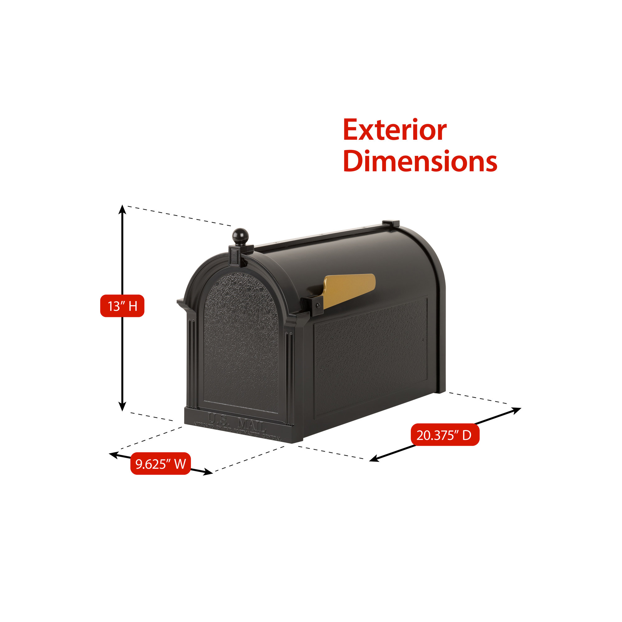 Deluxe Package Post Mounted Mailbox, Yes, Black