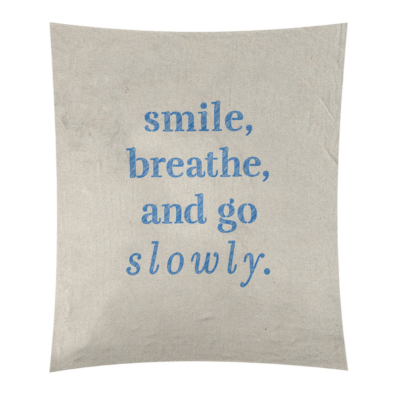 Tapisserie de polyester à quote-main lente, H 27,5 po x l 37,5 po, Blanc / bleu