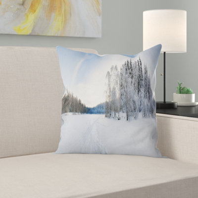 Winter Field Landscape - Coussin à imprimé paysage