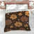 Brun / motif floral orange
