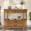 Console en bois massif demi-lune avec tiroirs, canapé incurvé rétro de 43 pouces pour le vestibule, en pin avec pieds romains et finition brune-1348902832