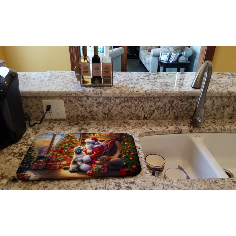 Havanese and Santa Claus Dish Drying Mat