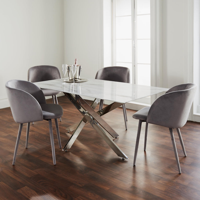Allentown Glass Top Metal Base Dining Table