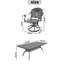 Ensemble de salle à manger 7 pièces en fonte d'aluminium toutes saisons, comprenant 6 chaises pivotantes et une table rectangulaire avec cadre noir