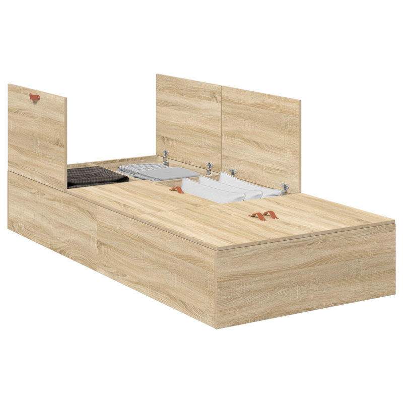 Storage Bed Frame, Sonoma Oak, 80 x 200 cm