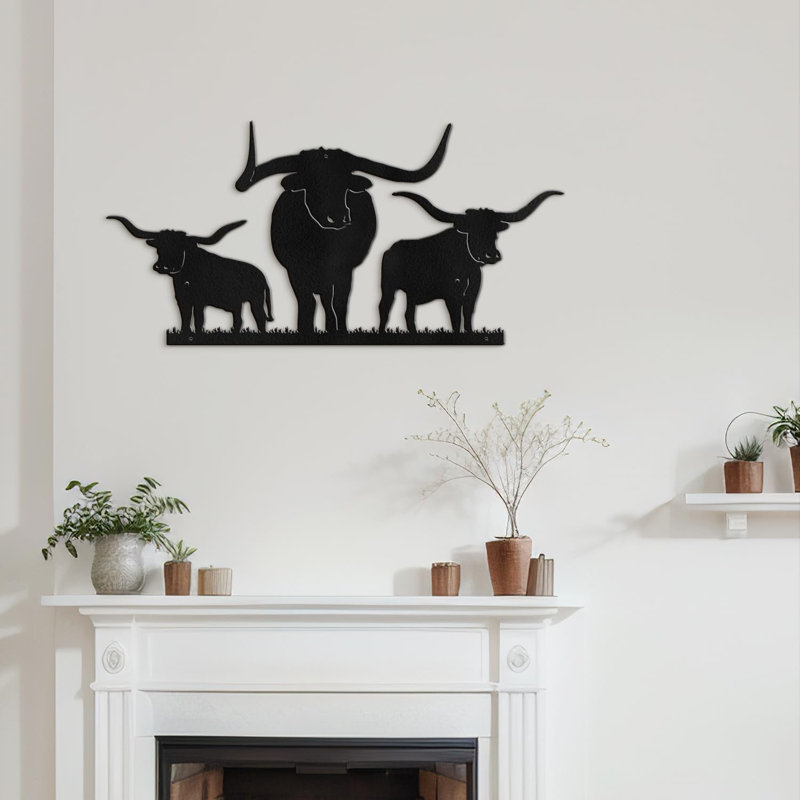 Décoration murale en métal, Noir, H 15 po x l 30 po x P 0,05 po