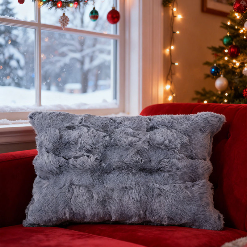 Cotton Rectangular Backrest Pillow Case, Light Grey