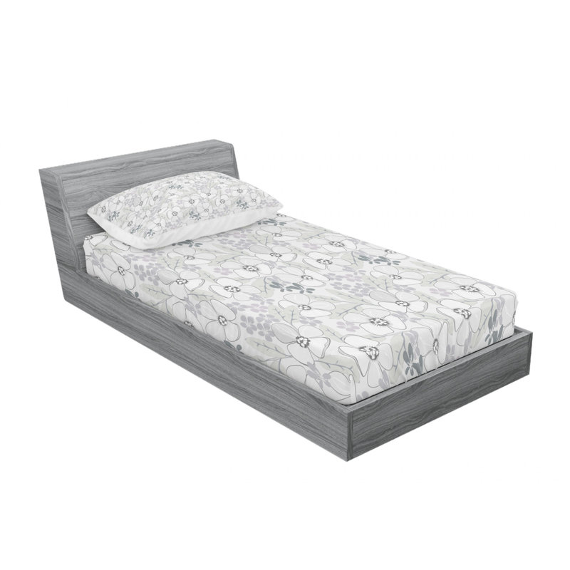 Microfiber Floral Sheet Set, Twin Sheet Set with Fitted Sheet