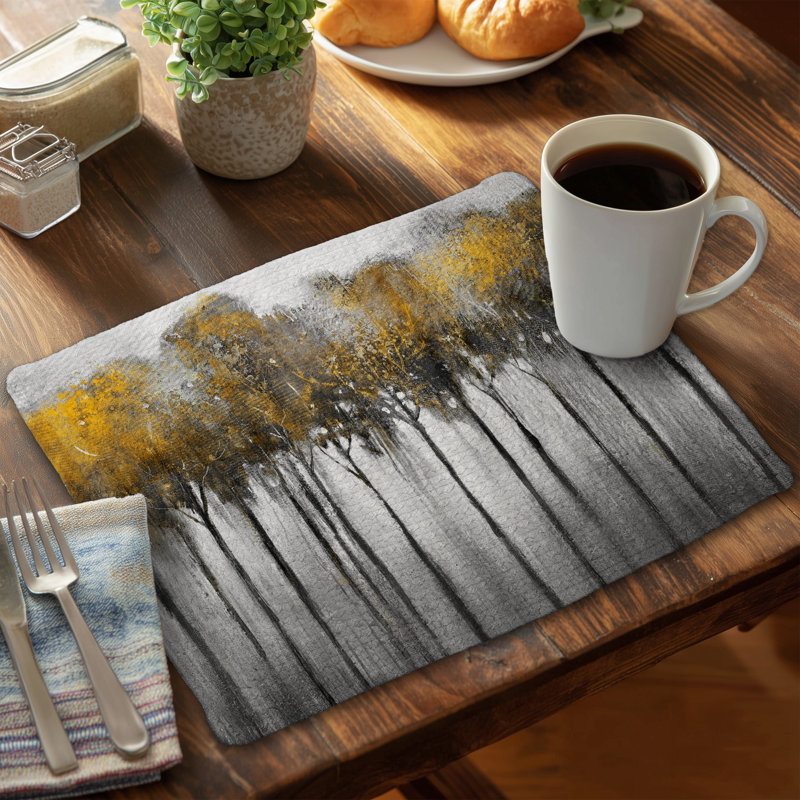 Abstract Yellow Forest Braided Polyester Placemat | Home Decor