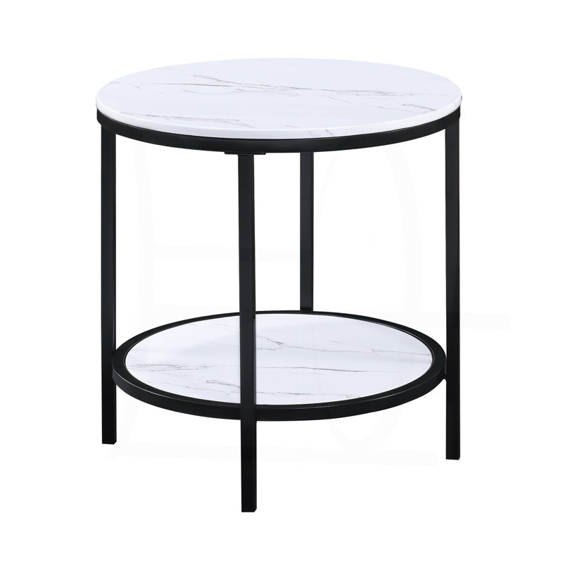 Table basse moderne en faux marbre 1Pc avec étagère de rangement