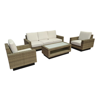 Ravinia 4-Piece Wicker Outdoor Seating Group with Sunbrella Cushions by Hokku Designs