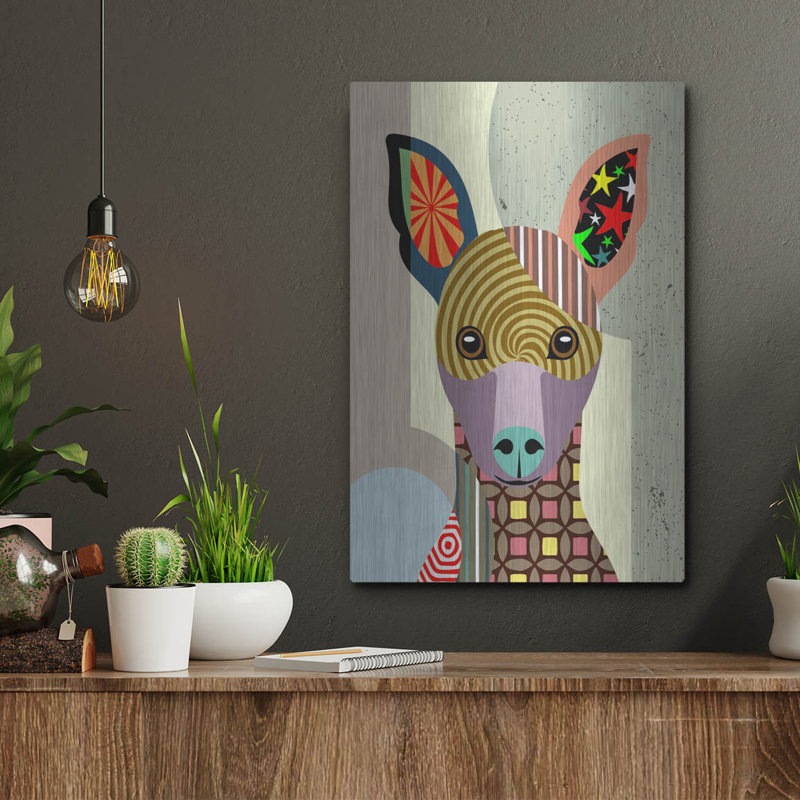 «Millier Pinscher» par Lanre Adefioye, mur métallique, H 16 po x l 12 po