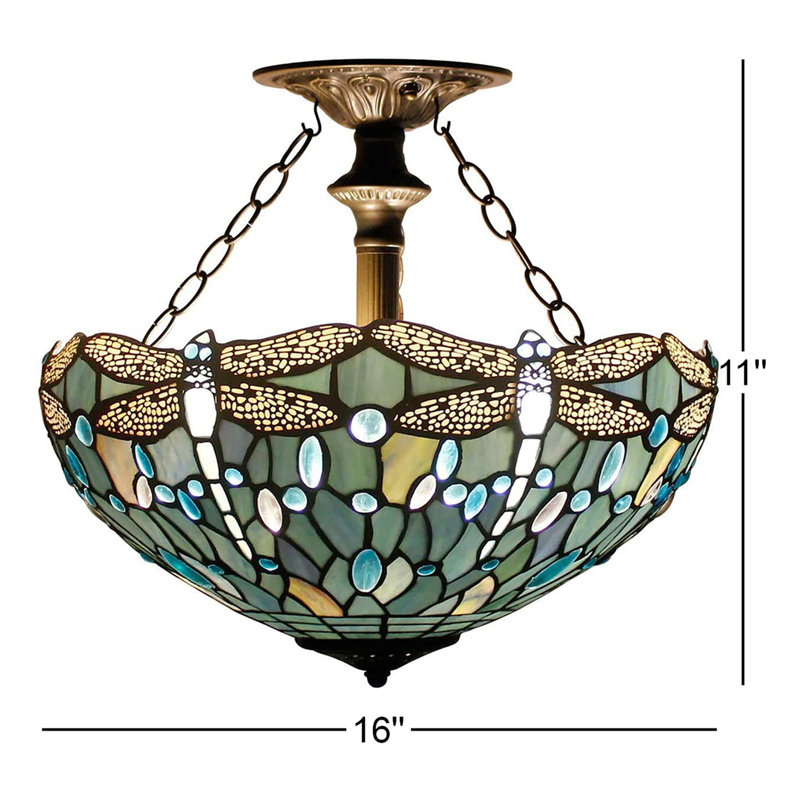 Plafonnier semi-encastré 16 po Tiffany