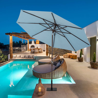 Parasols de patio à inclinaison automatique de 10 pi Shilo avec pivot à 360 °, parasols de table d'extérieur avec auvent 1500H résistant à la décoloration, 8 robustes