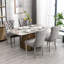 Ensemble de 2 chaises en velours capitonné, gris et chrome, pieds en acier inoxydable, garniture cloutée
