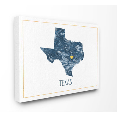 «Texas Minimal Blue Marbré Silhouette» par Daphne Polselli, impression