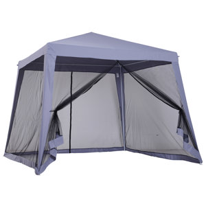 Outsunny 10'x10' Outdoor Canopy Tent, Slant Leg Sun Shelter with Mesh Sidewalls, Patio Tents for Parties