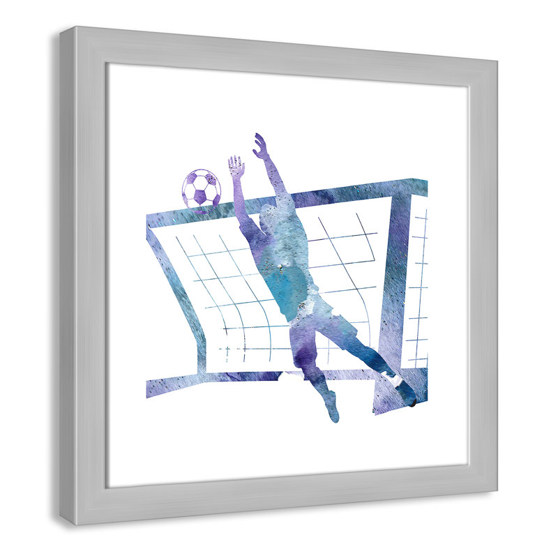 Fille de football 2, H 18 po x l 18 po x P 0,63 po, Encadré plat argent