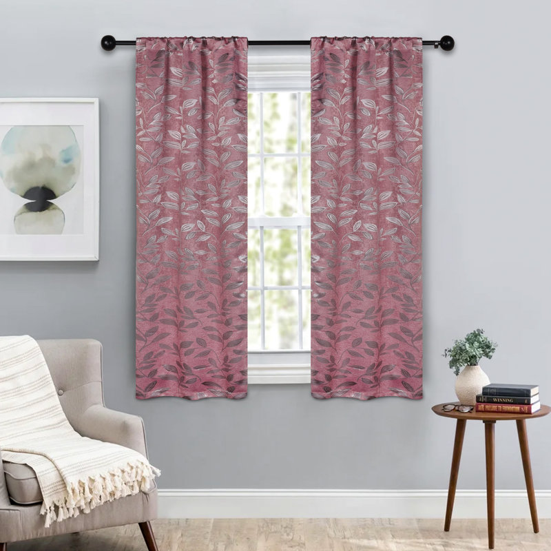 Finklea 100% Polyester Floral Room Darkening Grommet Curtain Panels, Cuivre, l 70 po x L 63 po