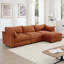 Canapé modulaire en L à 3 places avec repose-pieds mobile, accoudoirs en forme de croissant et coussins enveloppants, tissu chenille doux en orange-616055739-616055717