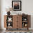 Sideboard Buffet Cabinet with Sliding Tambour Doors, 3 Drawer Storage Cabinet with Adjustable Shelves-129098830