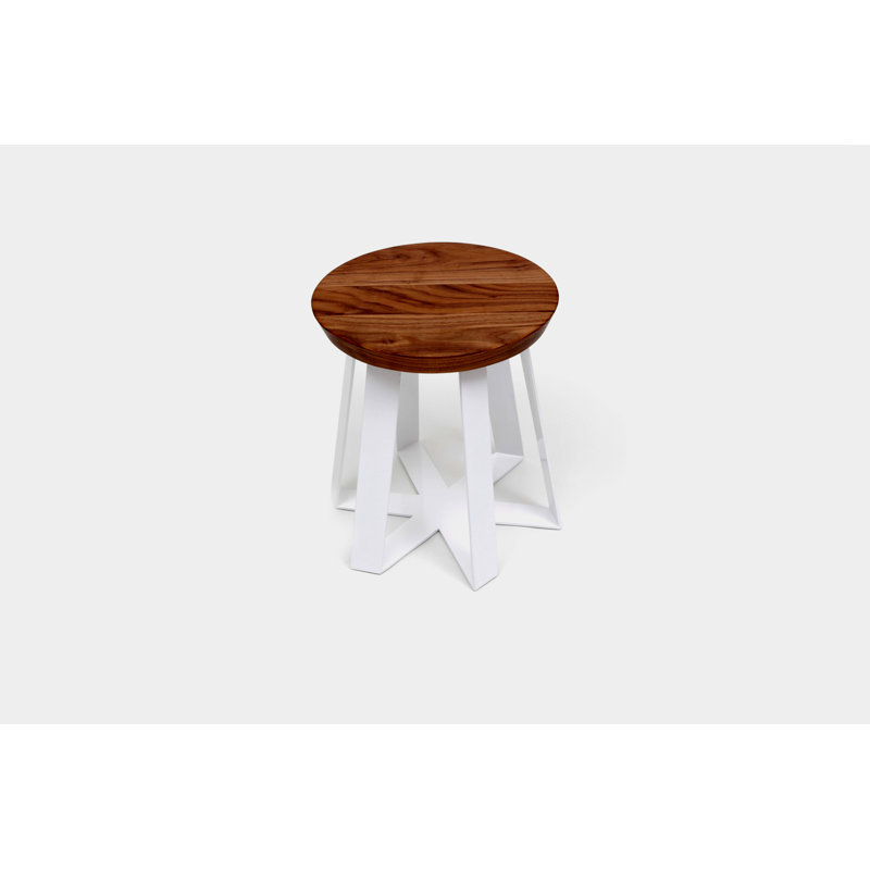 ARS Accent Stool, White, Walnut