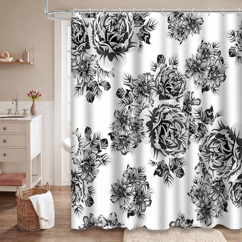 Rideau de douche imperméable à l'eau avec 12 crochets, L 72 po x l 78 po