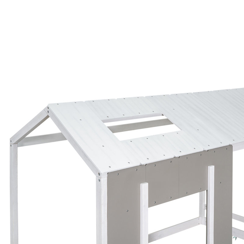 Plateforme pour lit simple avec toit et fenêtre