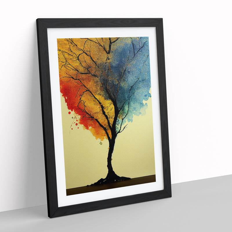 Tree No.1 - Single Picture Frame Painting, Black, 64cm H x 46cm W x 2cm D