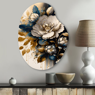 Zane - Camellia Pear Shape Asymmetric Metal Wall Art