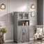 Armoire de rangement pour garde-manger 50,4 po avec portes en verre et tablettes réglables