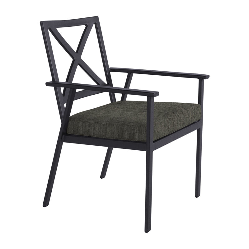 Marin Outdoor Dining Armchair, Graphite, Flagship Stone Sunbrella®