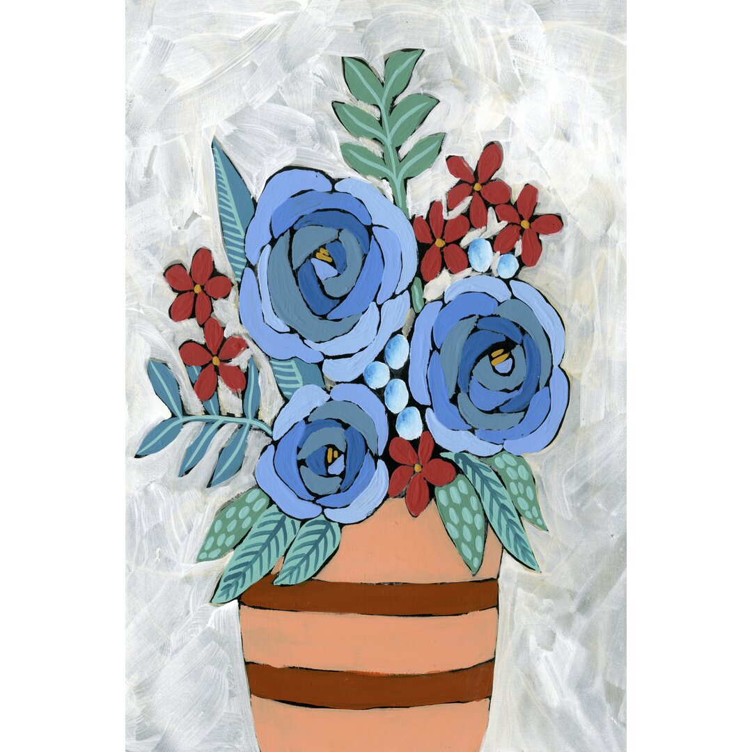 Leinwandbild Bleu Blume I von Regina Moore