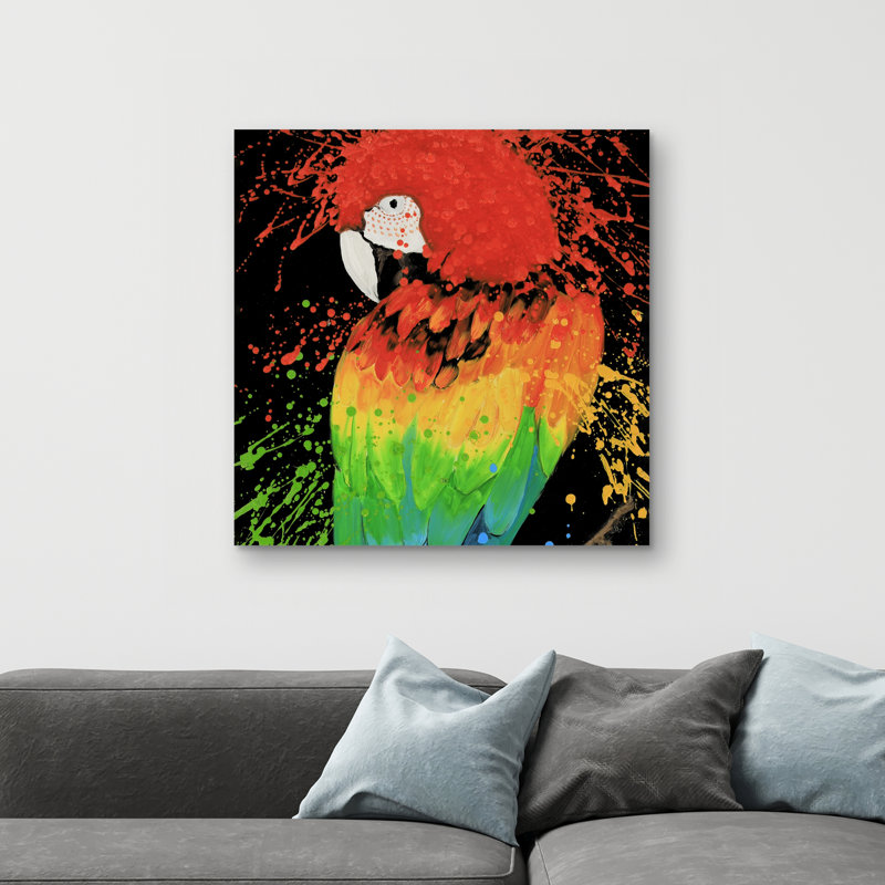 Rainbow parrot - 32"x32" art on canvas
