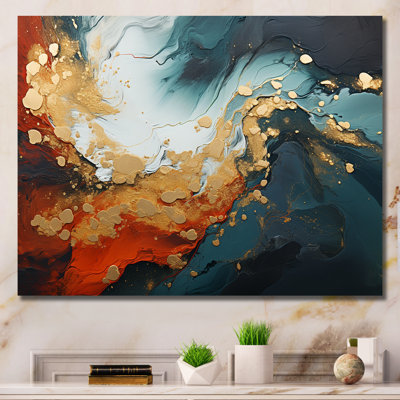 Tempête de marbre bleu et doré IV - art mural abstrait