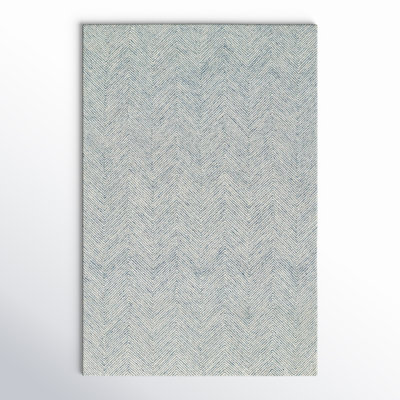 Wheaton Chevron Handmade Tufted Wool Blue/Beige Area Rug