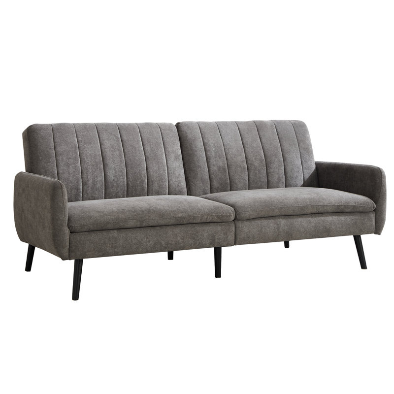 204cm Wide Contemporary And Super Soft Upholstered Sleeper Sofa With Convertible Backrest, Light Grey