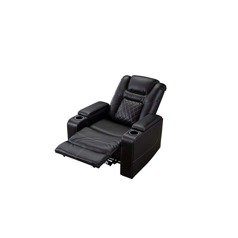 Fauteuil inclinable en cuir Artemiy, Similicuir noir