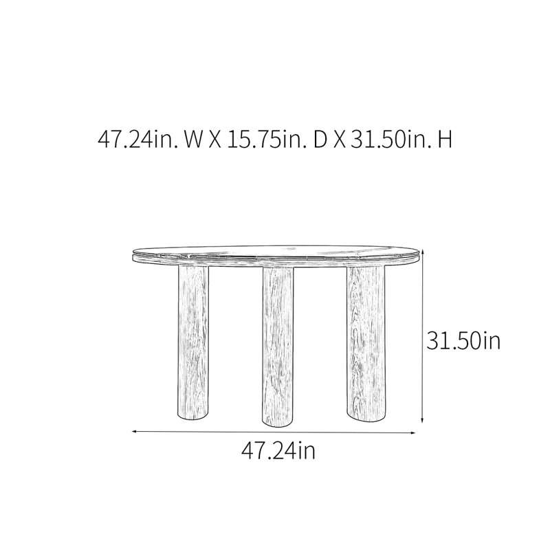 Console Retro Minimalist Art, H 31,5 po x l 47,24 po x P 15,75 po