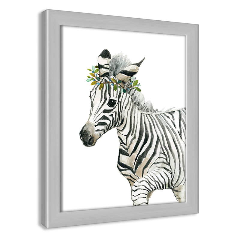 «Savannah Zebra», art encadré, H 11 po x l 9 po x P 1,18 po, Cadre argenté