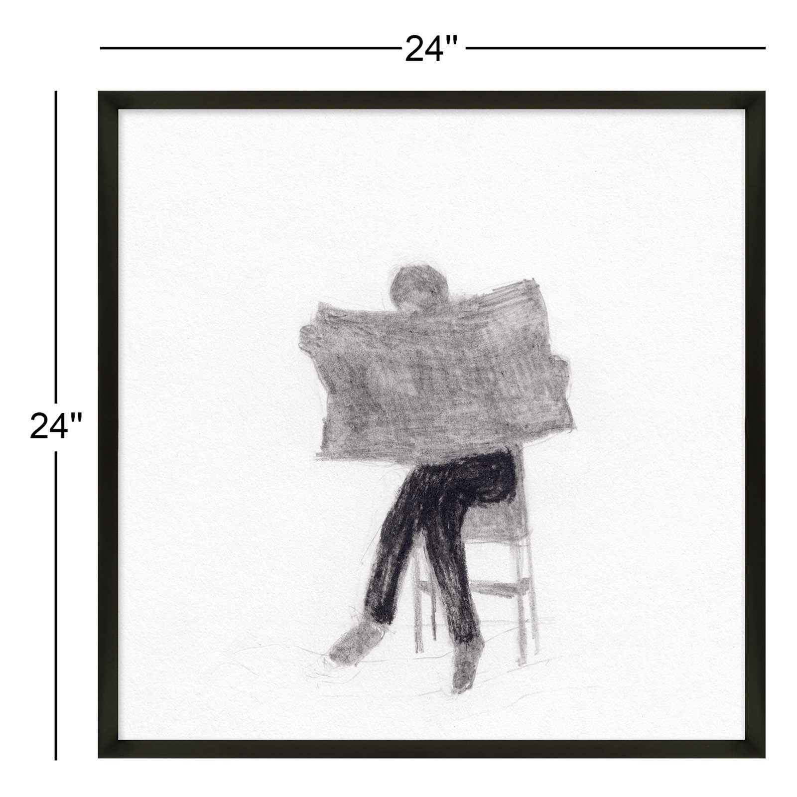 I Read The News Today by Simon Schneiderman, Black, 24" H x 24" W