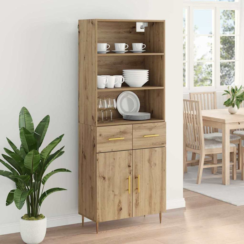  Highboard Old Wood 69.5 X 34 X 180 Cm Engineered Wood, Artisan Oak