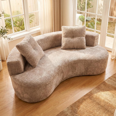 79.5"Curved Compression Cloud Sofa, Boucle Upholstered Couch with Two Pillows