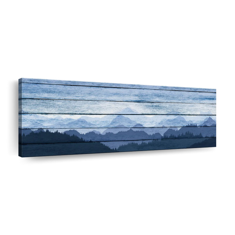 Silhouette de forêt en bois - reproduction d'art sur toile tendue, H 8 po x l 24 po x P 1 po
