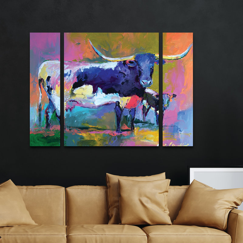 Ensemble de 3 panneaux muraux - Richard Wallich «Long Baby», art mural sur toile pour le salon, la chambre à coucher ou le bureau 
