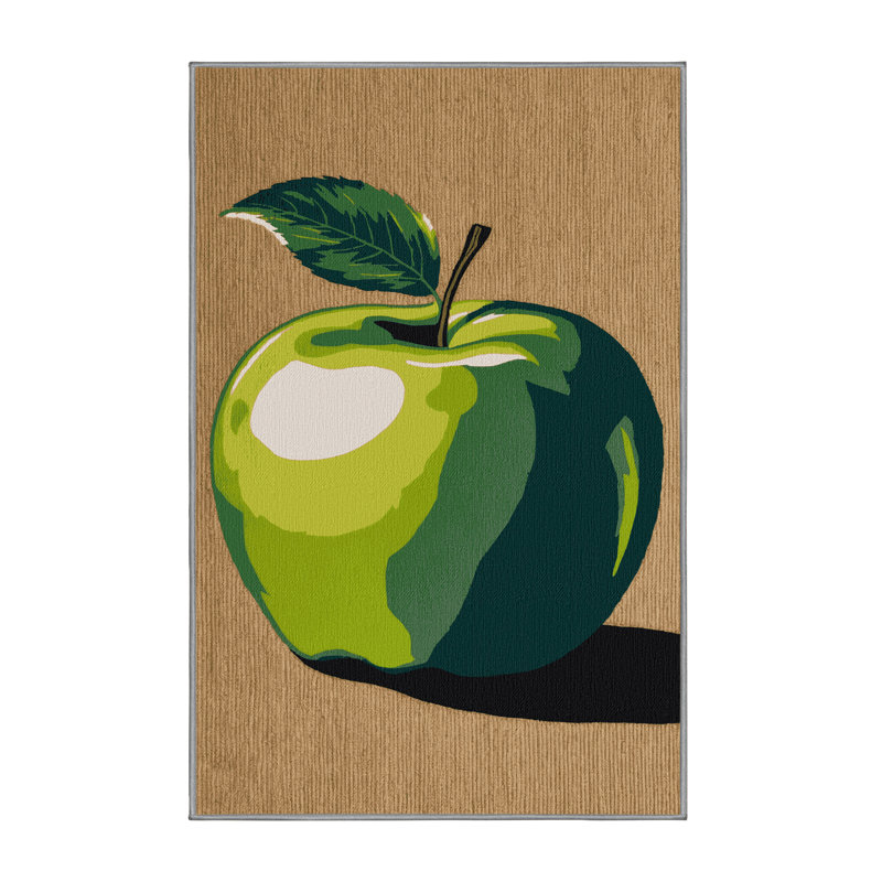 Tapis lavable pomme avec pommes Granny Smith, Tapis de couloir 2 pi x 5 pi