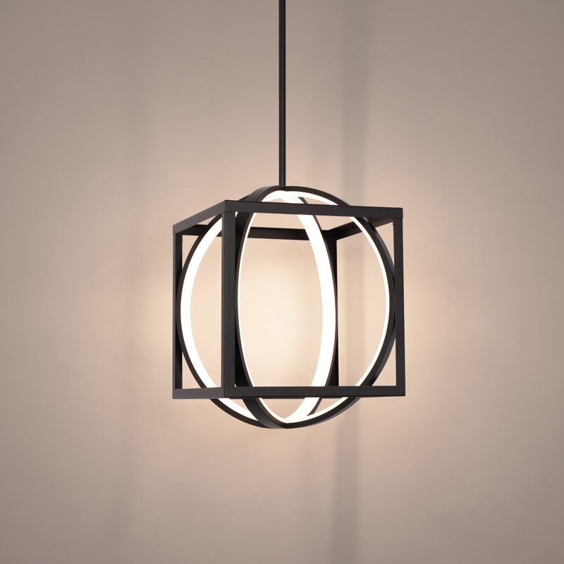 1 - Light LED Pendant, 17" H x 12.63" W x 12.63" D